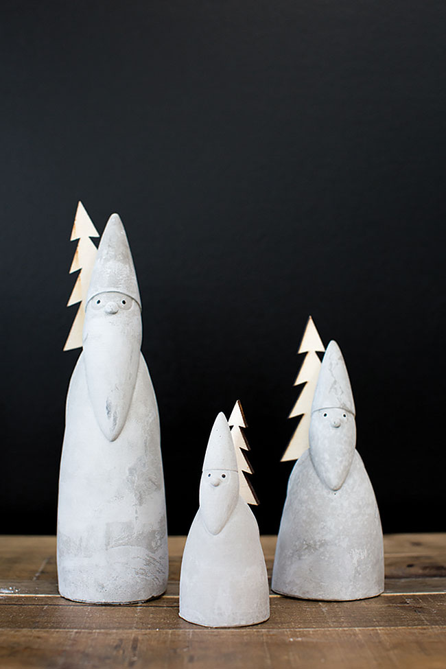 Cement Santas from Accent Decor - Scandinavian inspired holiday home decor